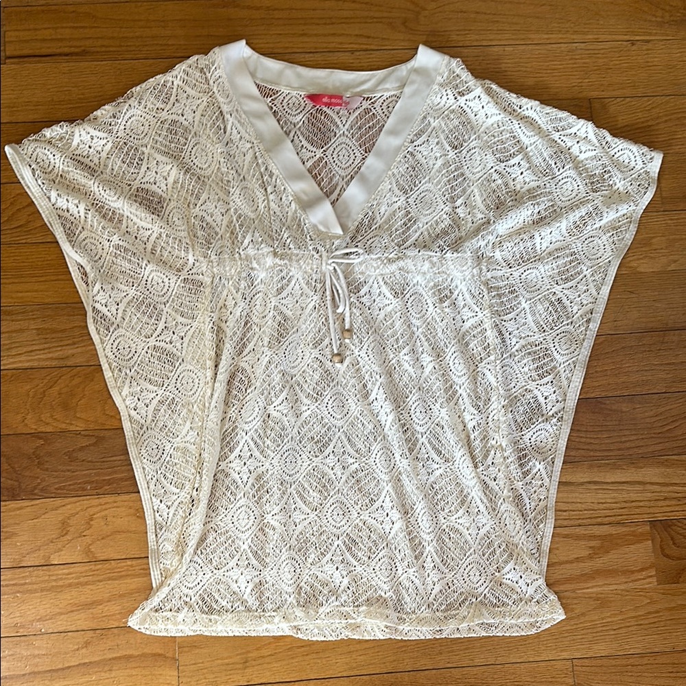 Ella Moss Isla Cream Color Crochet Coverup Size Small